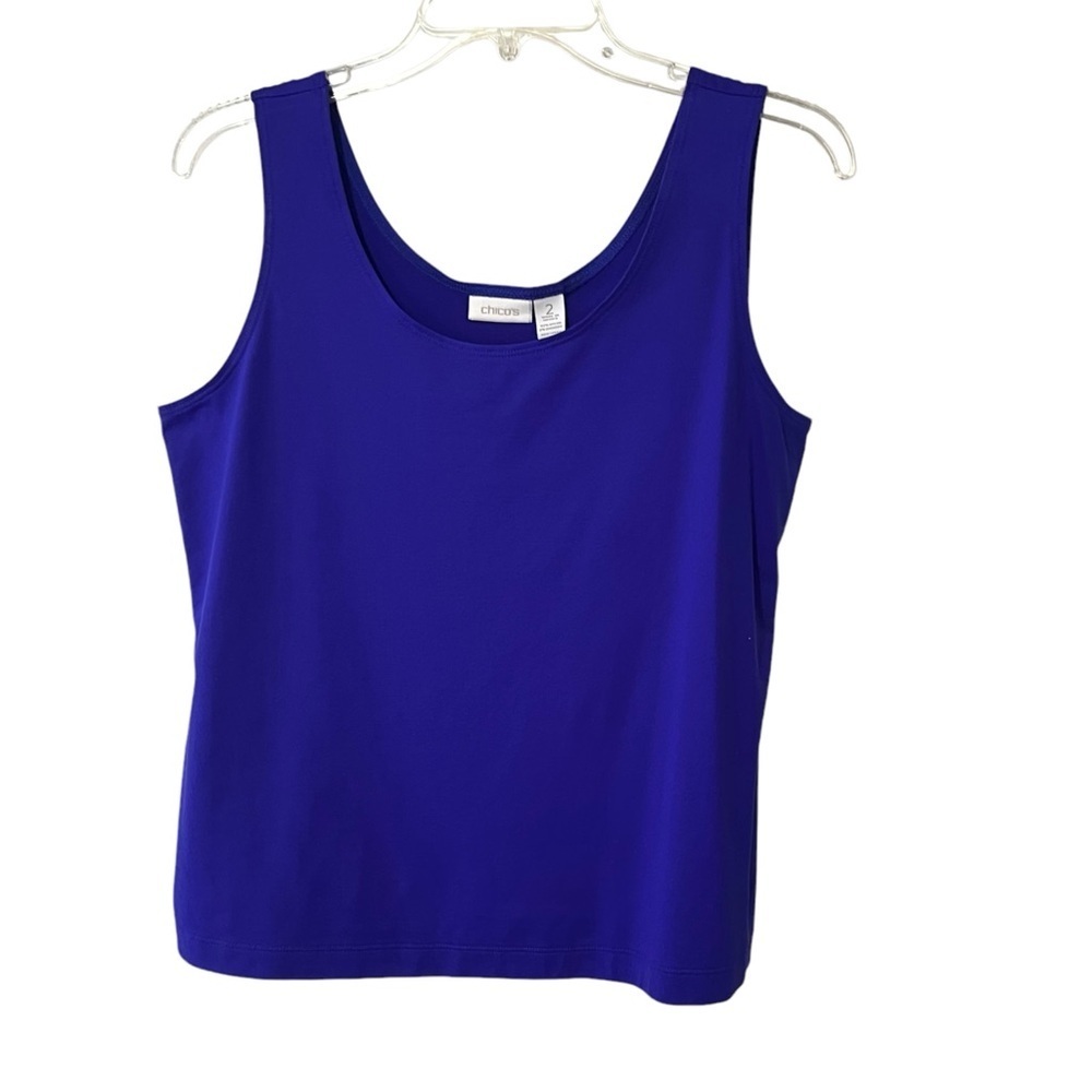 Chico’s Essential Scoop Neck Top in Purple Blue size Large 12 women’s